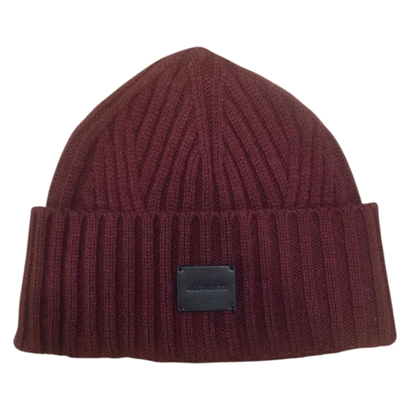 NWT AllSaints Travelling Rib Cuff Beanie – Tawny Port Red - Picture 5 of 7